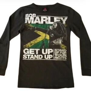 ZION ROOTSWEAR Bob Marley Thermal Long Sleeve Shirt, Black 1X
